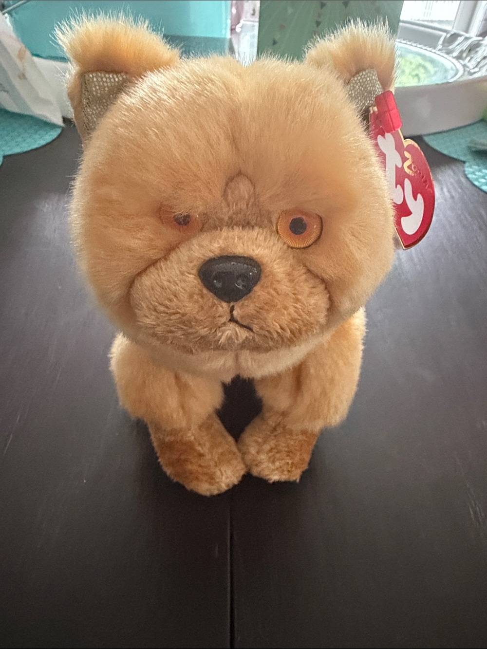 Ty Plush Dog Toy in Light Brown with Black Nose